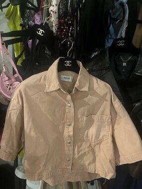 AGOLDE Cropped Button-Up Shirt Jacket size XS - short sleeve